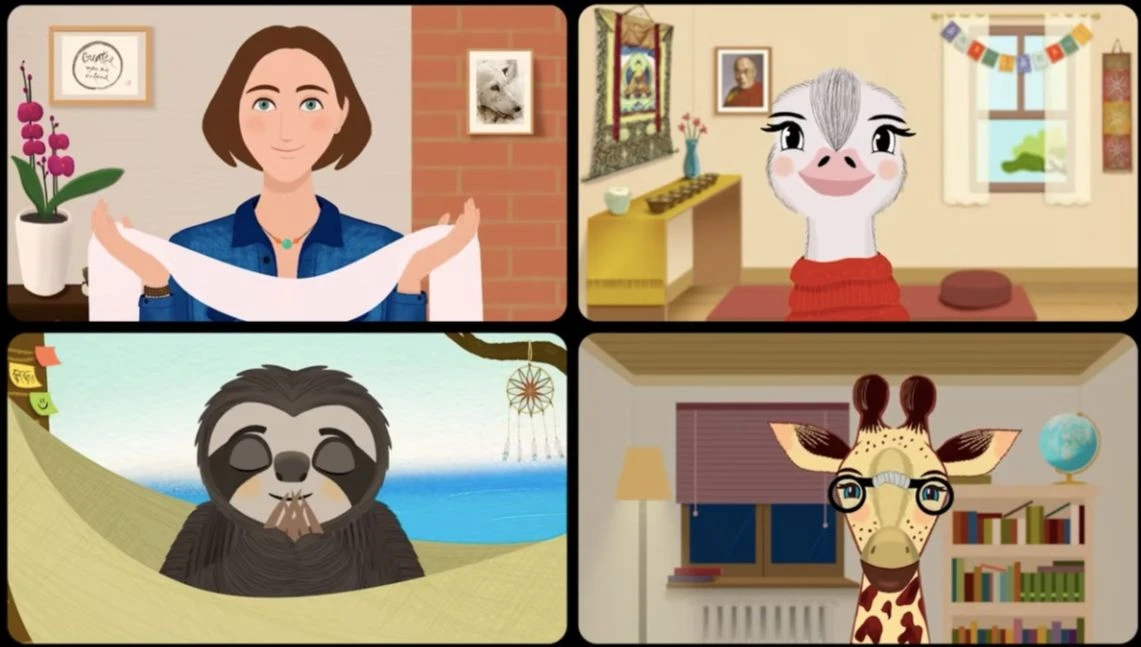 Franziska and students on a Zoom gallery view