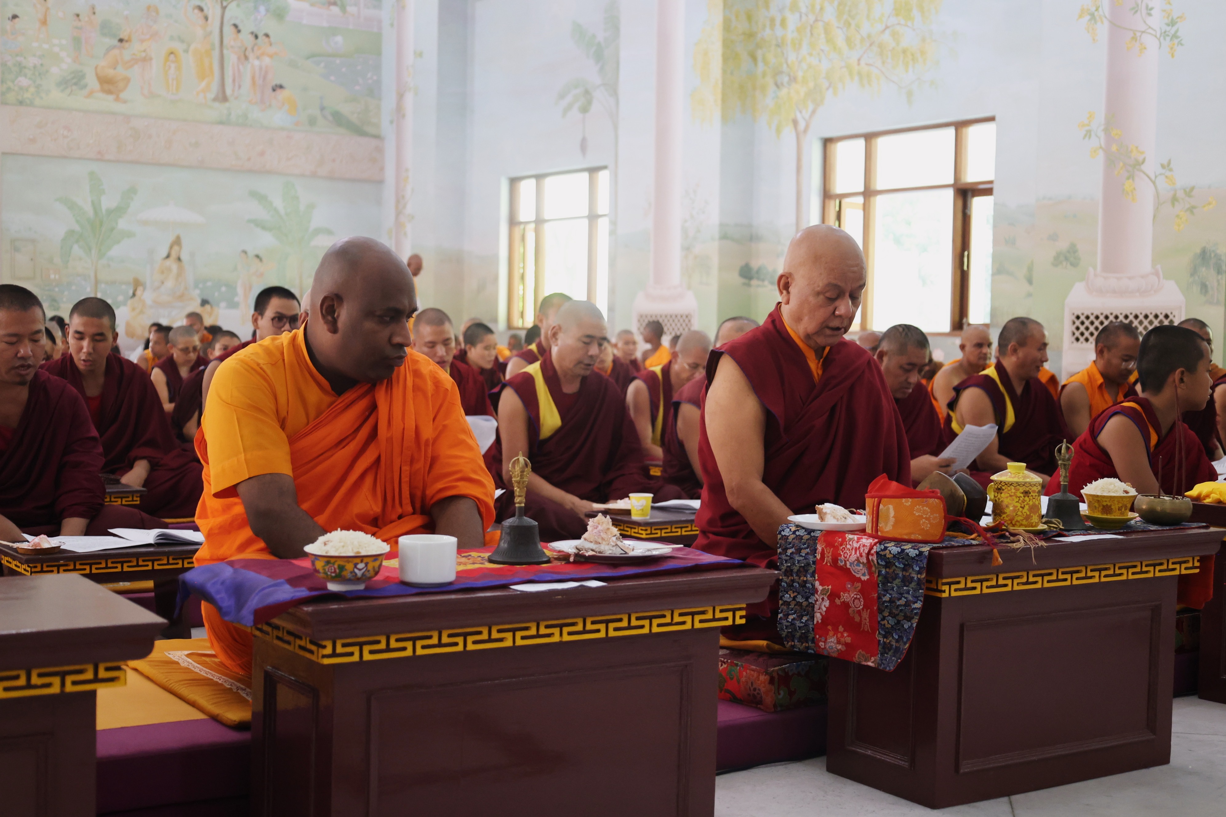 Guests and monks gathered for Rinpoche's 90th birthday celebration at SINI
