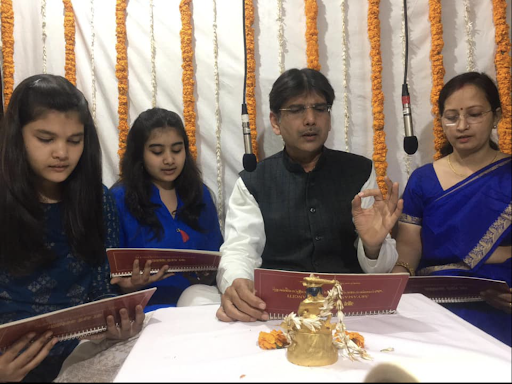Chant leader, Dr. Pandey and family