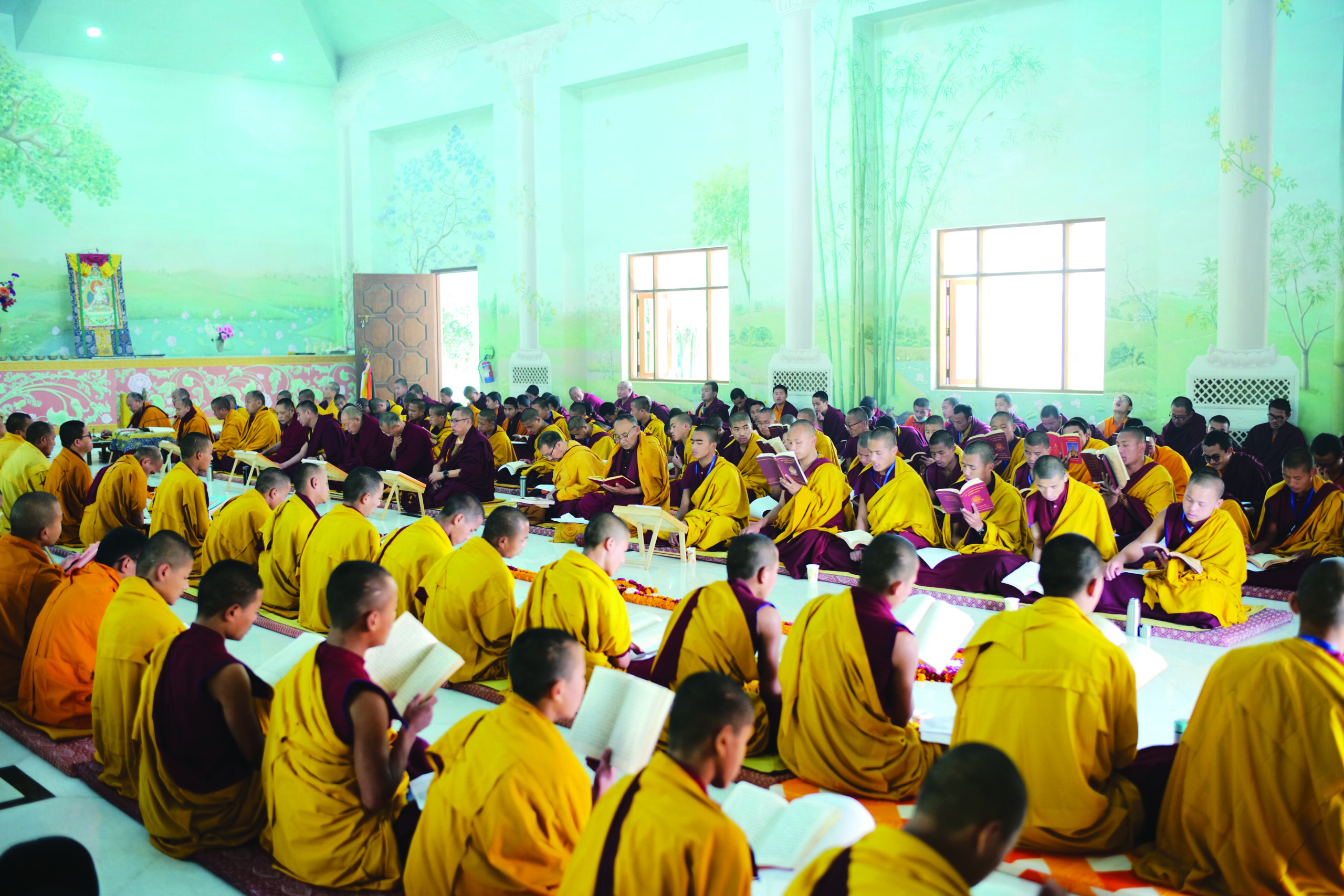 Assembly of monks in SINI temple, by Briana Blasko
