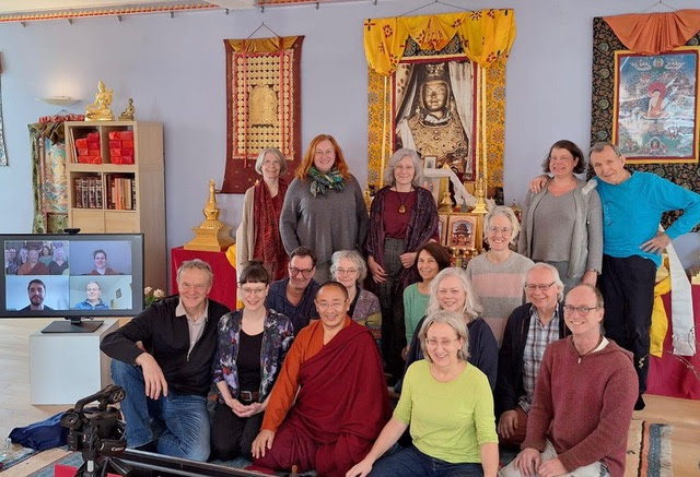 Khenpo Kunga Dakpa with Renate Marx and Nyingma Center Students in Cologne.